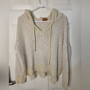 Pol Popcorn Chenille‎ Knit Cozy Boho Hooded Sweater Size Small